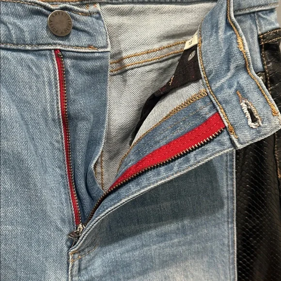 Alice + Olivia Max Vegan Leather Denim Jeans Wide Leg Size 27 - Picture 7 of 10